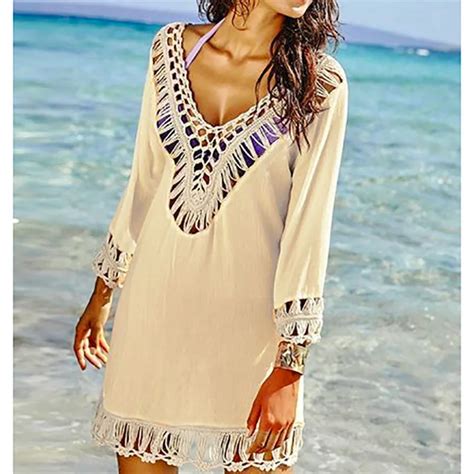 2017 Summer Beach Bikini Crochet Cover Up Sexy Mmoda Praia Swimsuit Cover Up Beachwear Women