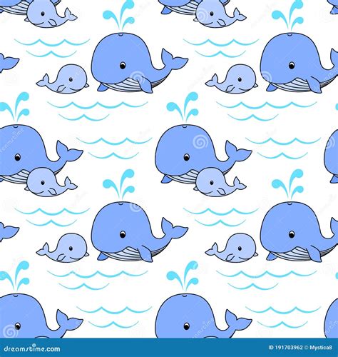 Seamless Background With Mother Whale And Baby Whale Stock Vector