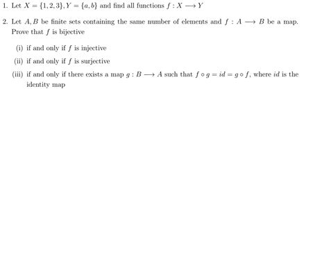 Solved 1 Let X {1 2 3} Y {a B} And Find All Functions F X Y