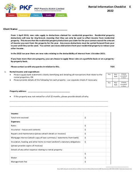 Fillable Online 50 Item Rental Property Deductions Checklist Free