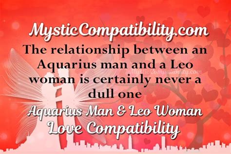 Aquarius Man Leo Woman Compatibility Mystic Compatibility