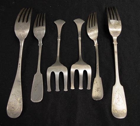 6 Russian Silver Forks With Hallmarks 258g Russian Works Of Art