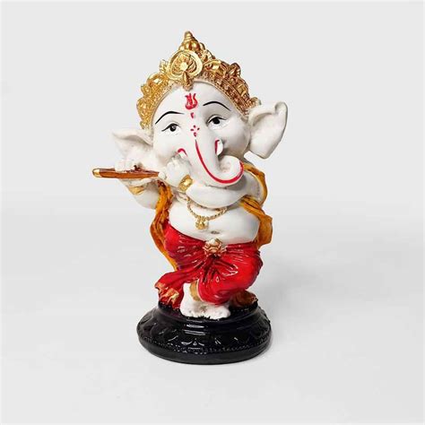 Northland Dancing Ganesha Idol (White) - Northland India