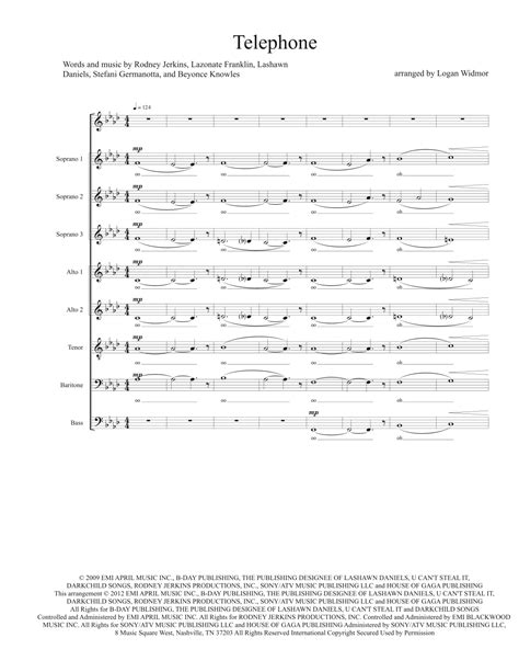 Telephone Arr Logan Widmor By Lady Gaga Featuring Beyonce Sheet