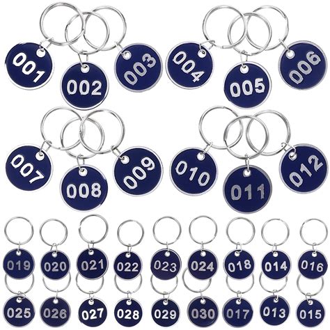 Key Tag with Keyring Hand Number Plate Identification Labels Numbered Tags Aluminum Alloy 30 Pcs ...