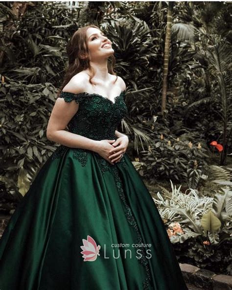 Amazing Emerald Green Satin Full Skirt Off The Shoulder Custom Prom