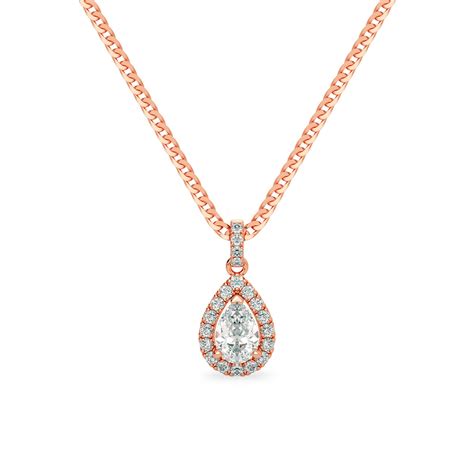 Pear Diamond Halo Pendant Dona Jewellers In Dubai