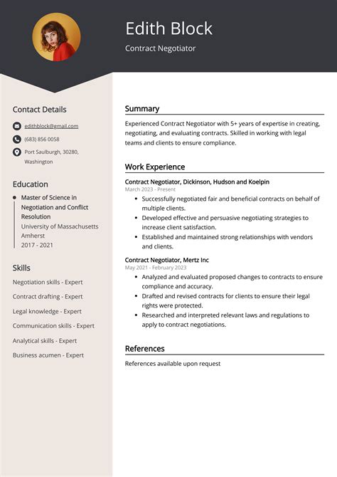 Contract Negotiator Resume Example Free Guide