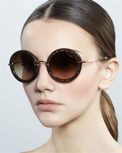 Miu Miu Oversize Circle Sunglasses In Brown Lyst