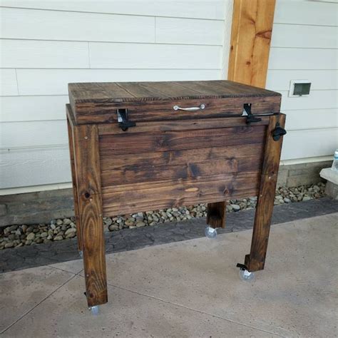 Standing Wood Cooler, Rustic Drink Stand, Wood Icebox, Birthday Gift ...