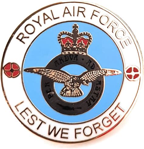 Raf Royal Air Force Crested Lest We Forget Enamel Lapel Pin Badge Uk Fashion