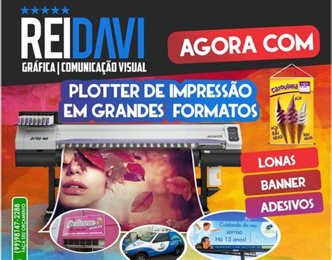 Plotter de impressão em grandes formatos na Gráfica Rei Davi