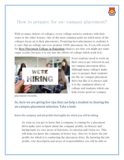 How To Prepare For On Campus Placement