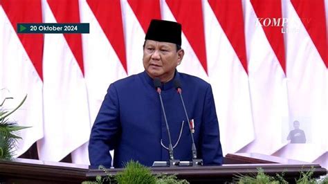 Isi Pidato Lengkap Prabowo Subianto Setelah Dilantik Jadi Presiden