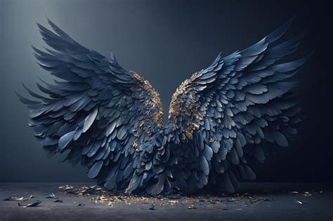 Premium Photo | A dark background with a black angel wings.