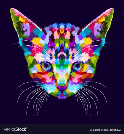 Colorful Kitten On Abstract Pop Art Royalty Free Vector