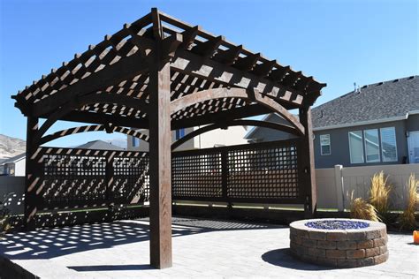 Pergola W Privacy Lattices Outdoor Power Timber Frame Garden Boxes