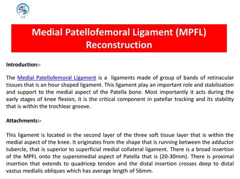 PPT - Medial Patellofemoral Ligament (MPFL) Reconstruction PowerPoint Presentation - ID:12102330