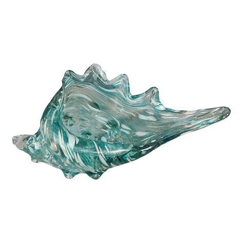 Late 20th Century Sea Foam Green Color Art Glass Bowl Seashell Conch Made In Italy Chairish