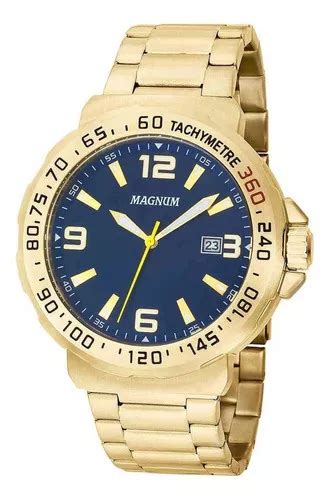 Reloj analógico dorado para hombre Magnum MA35020a color de fondo azul