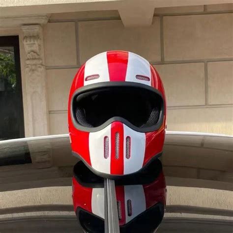 Casque De Moto R Tro Visage Complet Visi Re Transparente Style