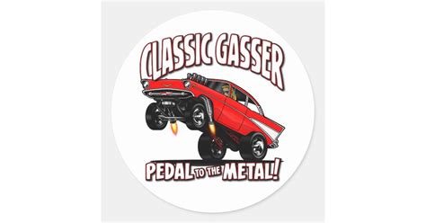 57 Gasser Flair Classic Round Sticker Zazzle