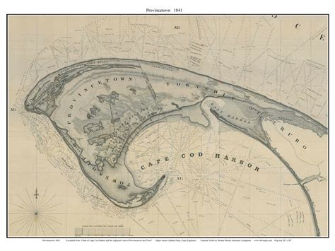 Provincetown And Truro 1841 Old Map Custom Print Old Maps