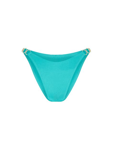 Lustia Bikini Bottom In Turquoise Gold By Agent Provocateur All Swimwear