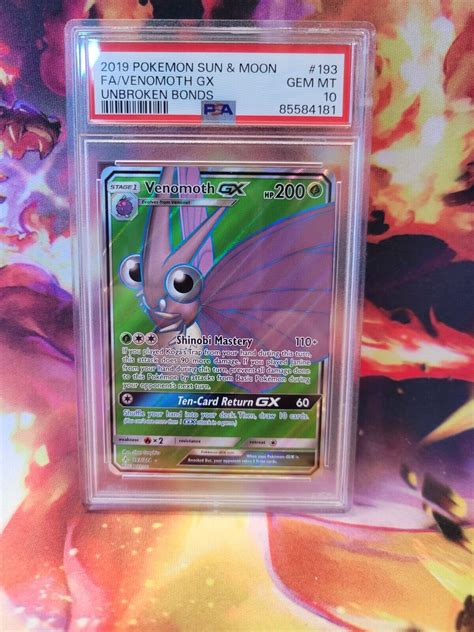 Pokemon Venomoth Gx Full Art Unbroken Bonds Graded Card Psa Ebay