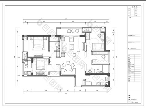 四室两厅cad平面方案定制图纸 包图网