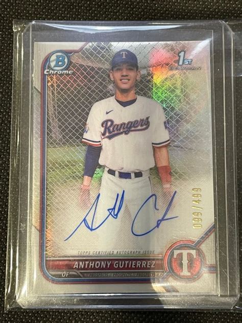 2022 Topps Bowman Chrome Anthony Gutierrez 1st 限量499張 銀亮 簽名卡 Yahoo奇摩拍賣