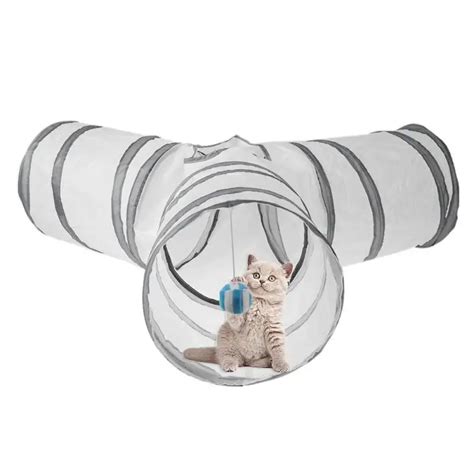 3 Holes Foldable Pet Cat Tunnels Indoor Outdoor Kitten Rabbit Training Toys Play Tunnel Tubes ...