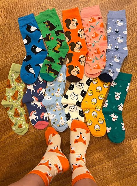 6 pairs of women's animal socks men's fruit cute socks | Shopee Philippines