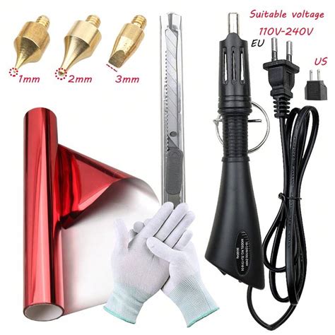 Black Hot Foil Stamping Kit Includes 3 Nozzle Sizes And A Roll Of Red Foil For Wood Leather