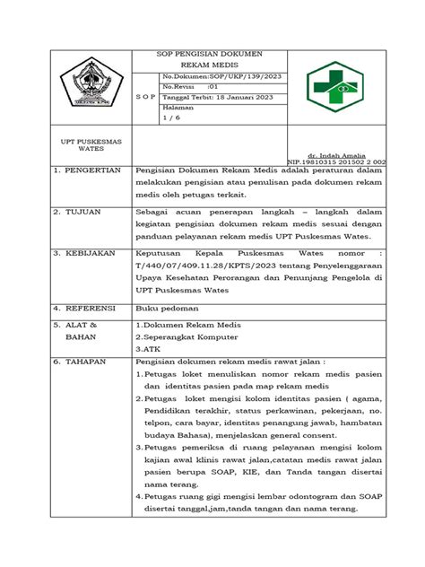 Sop Pengisian Rekam Medis Pdf