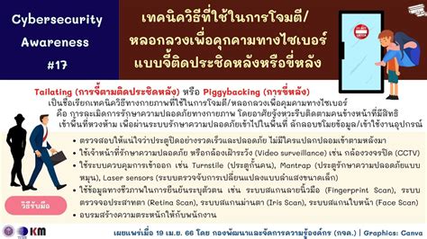 Cybersecurity Awareness 17 เทคนิควิธีที่ใช้ในการโจมตี หลอกลวงเพื่อ