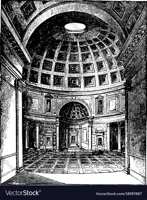 Interior of the pantheon at rome vintage engraving