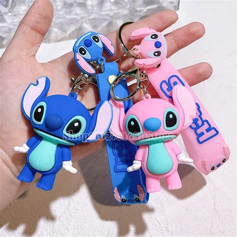 Cute Lilo Stitch Keychains Couple Gift Angel Action Figure Model