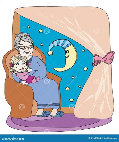 Grandmother Hugs Her Granddaughter Stock Vector Illustration Of House