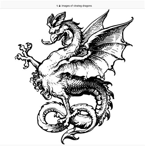 Medieval Dragon Tattoo Stencil