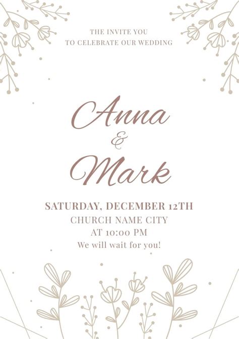 Edit This Floral Linear Minimal Wedding Invitation Template In Minutes