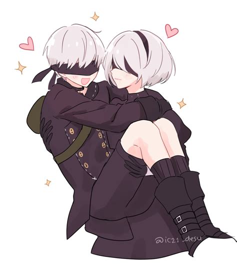 2b and 9s (nier and 1 more) drawn by dinikee | Danbooru