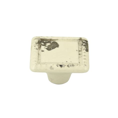 Bouton Carre Perle 40mm Porcelaine Antique Ivoire Cadap