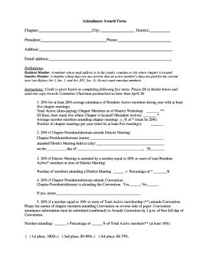 Fillable Online Drtinfo Award Attendance Form Pdf Drtinfo Fax Email