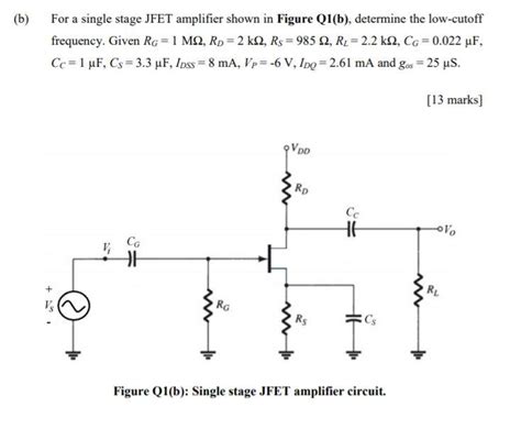 Solved B For A Single Stage Jfet Amplifier Shown In Figure