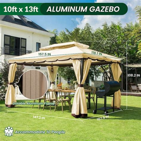 Jearey 1313 Ft X 984 Ft 13 Ft X 10 Ft Patio Gazebo Rectangle Khaki And Brown Splicing Metal