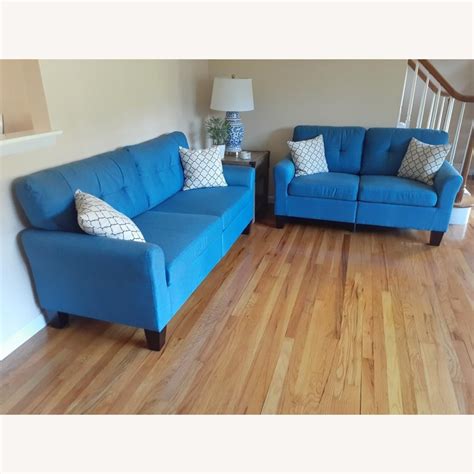 Wayfair Blue Loveseat - AptDeco