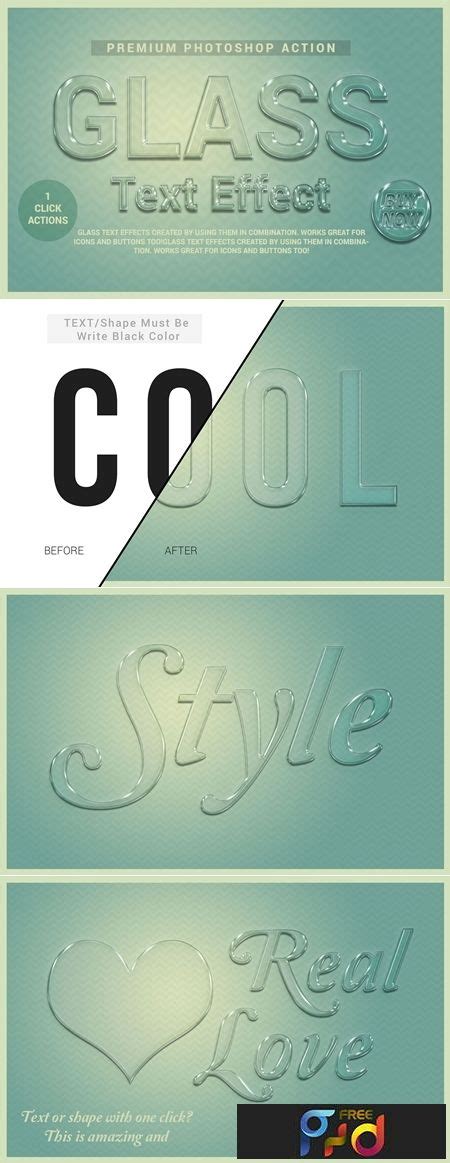 Glass Text Effect Photoshop Action Photoshop Psd Atn