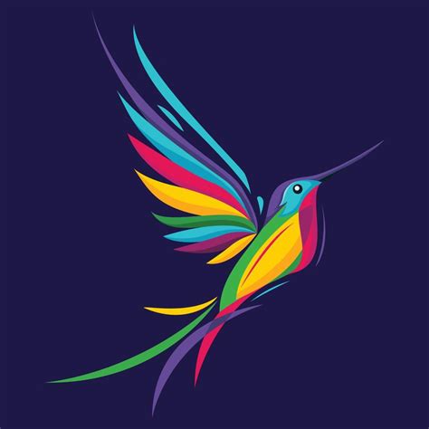 imagen vectorial de colibrí en un estilo colorido y muy elegante