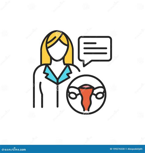 Consultation With Doctor Gynecologist Line Color Icon Female